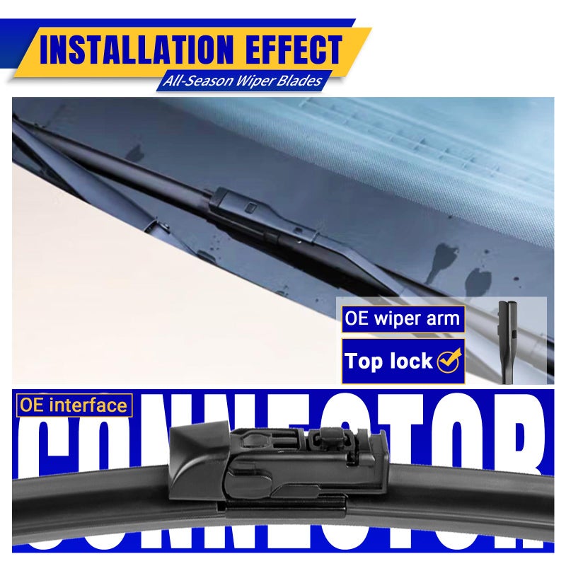 Rooppa 2 wipers Replacement for 2017-2018 2021 Toyota Prius Prime, Windshield Wiper Blades Original Equipment Replacement - 28"/16" (Set of 2) - Image 3